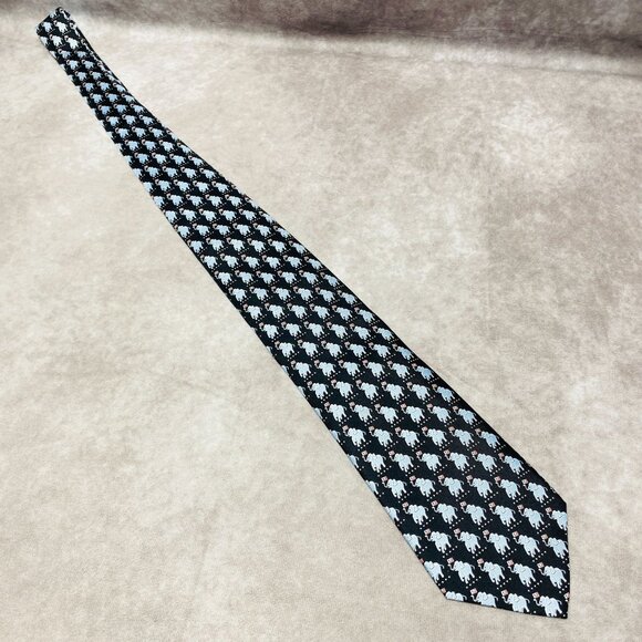 Sero Mens Tie Elephant Pattern US Flags Patriotic Silk Hand Made Neckwear - Picture 6 of 10